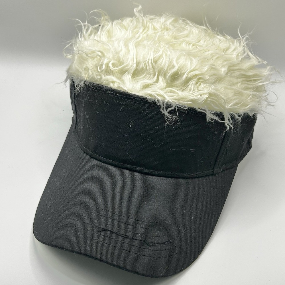 Hair Wig Costume Visor Hat Cap Adjustable Strapback Black White Halloween Casual